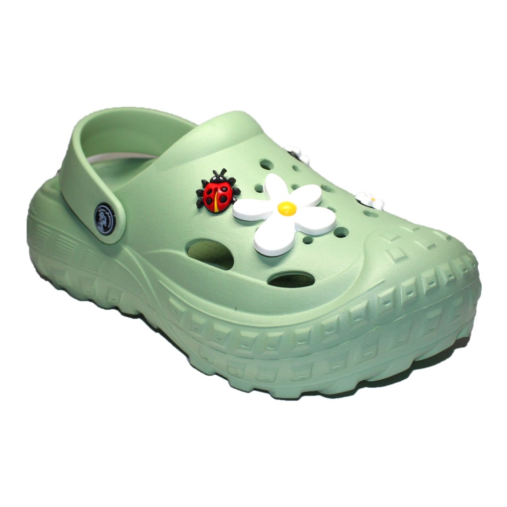 Incaltaminte de lucru Olive pentru femei - Clogs cu detalii aplicate