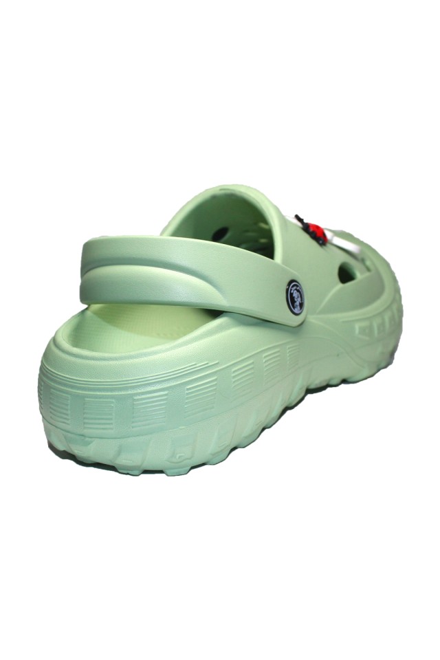 Incaltaminte de lucru Olive pentru femei - Clogs cu detalii aplicate