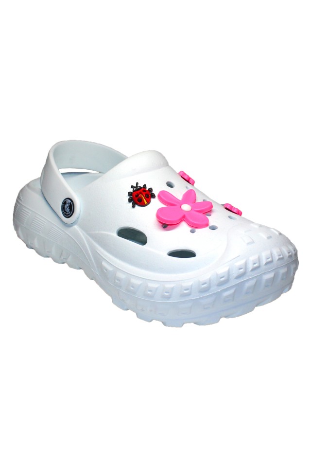 Incaltaminte de lucru Alba pentru femei - Clogs cu detalii aplicate