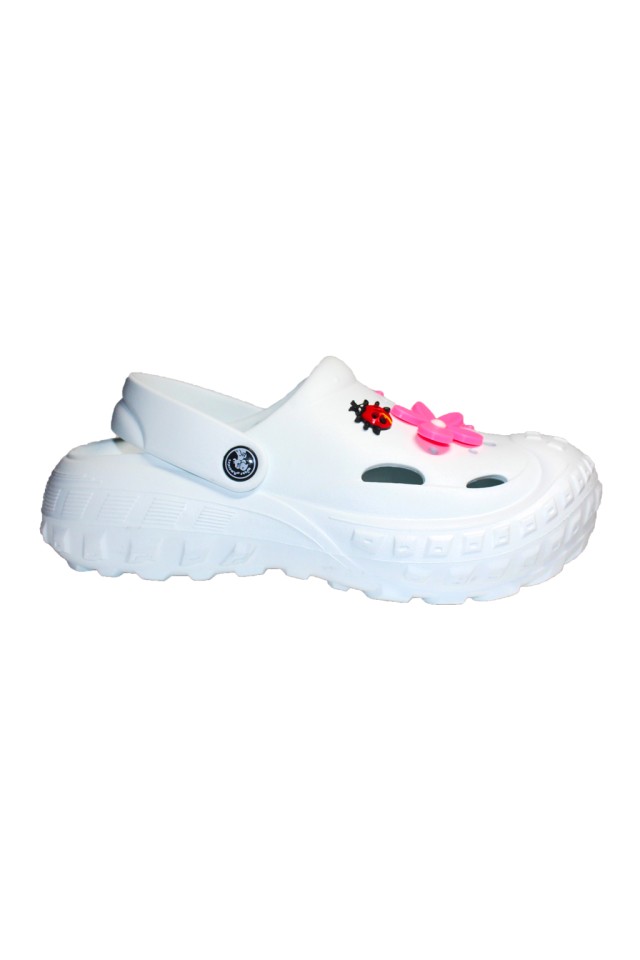 Incaltaminte de lucru Alba pentru femei - Clogs cu detalii aplicate