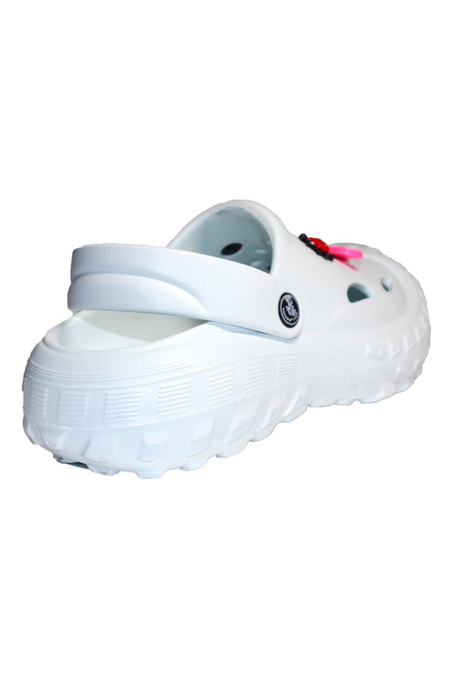 Incaltaminte de lucru Alba pentru femei - Clogs cu detalii aplicate