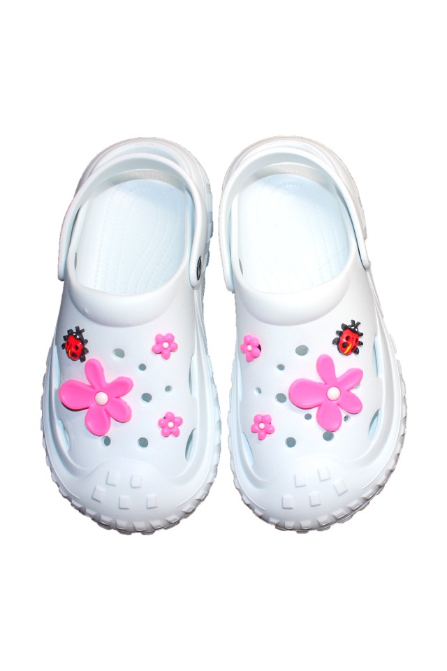 Incaltaminte de lucru Alba pentru femei - Clogs cu detalii aplicate