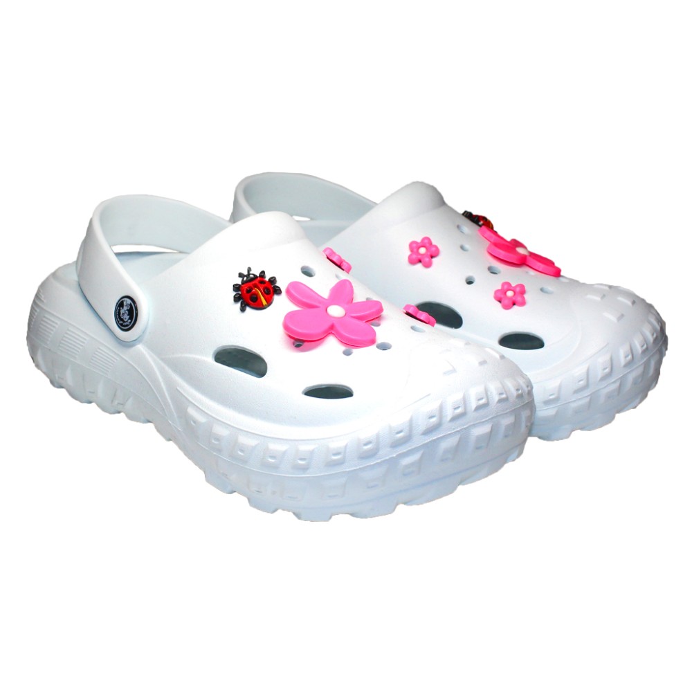 Incaltaminte de lucru Alba pentru femei - Clogs cu detalii aplicate