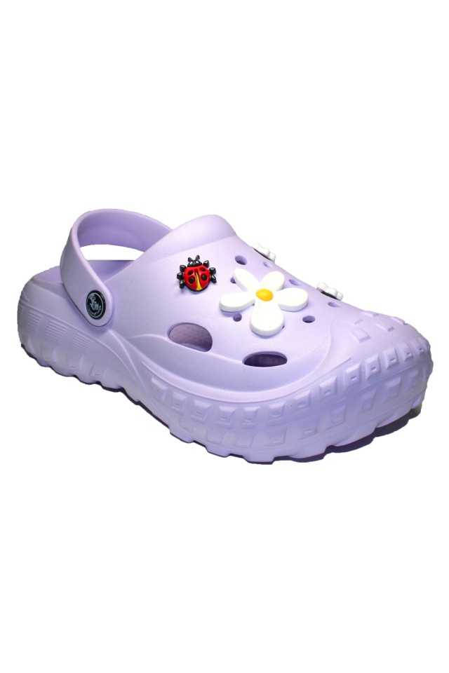 Incaltaminte de lucru Lila pentru femei - Clogs cu detalii aplicate