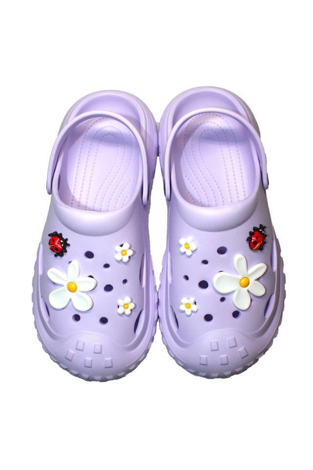 Incaltaminte de lucru Lila pentru femei - Clogs cu detalii aplicate