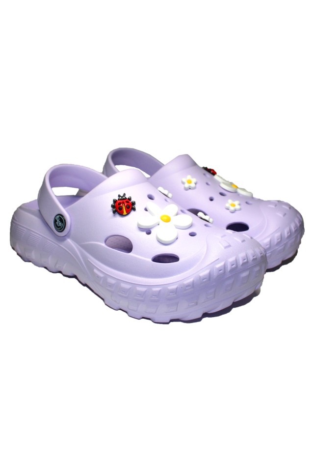 Incaltaminte de lucru Lila pentru femei - Clogs cu detalii aplicate