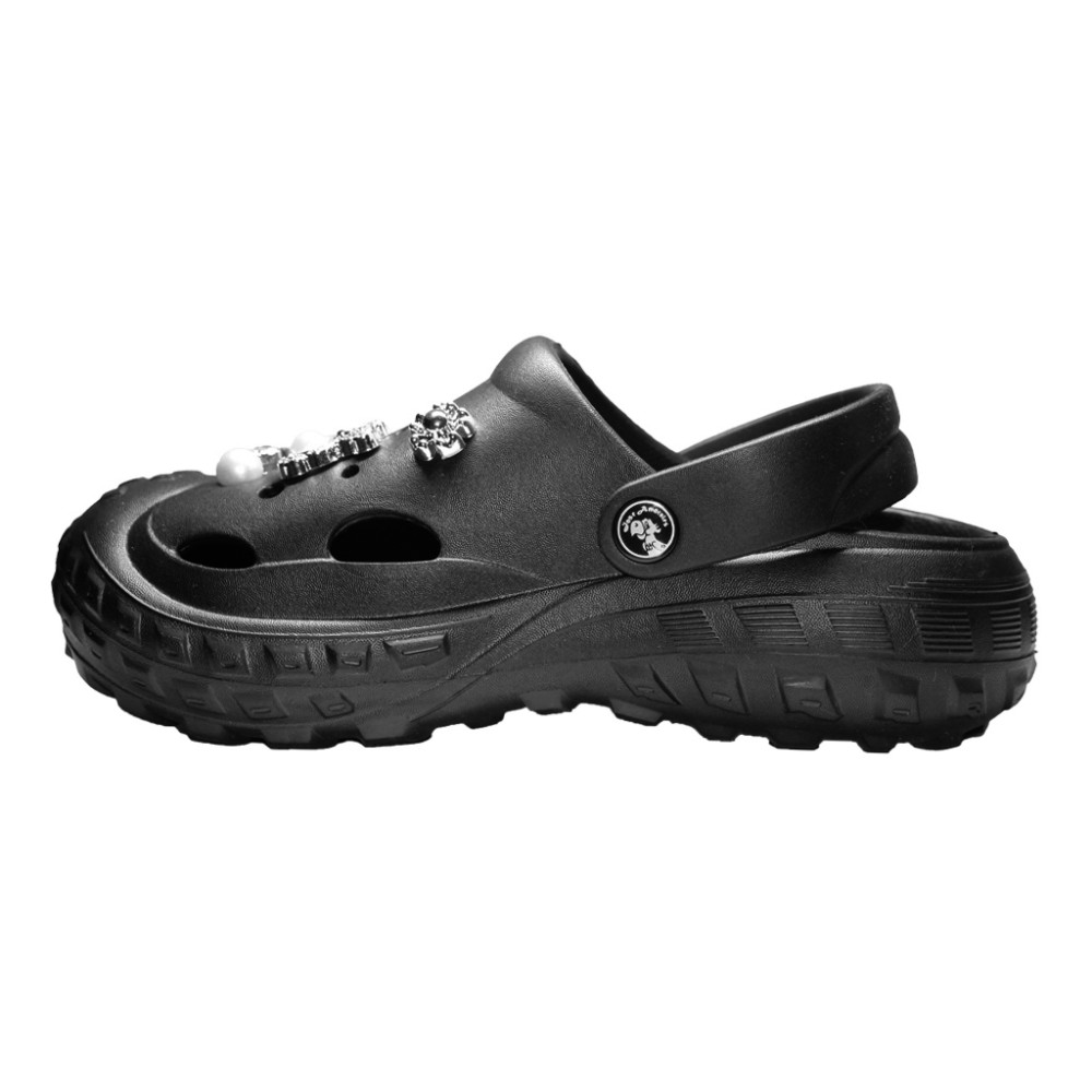 Incaltaminte de lucru negri pentru femei - Clogs cu detalii aplicate