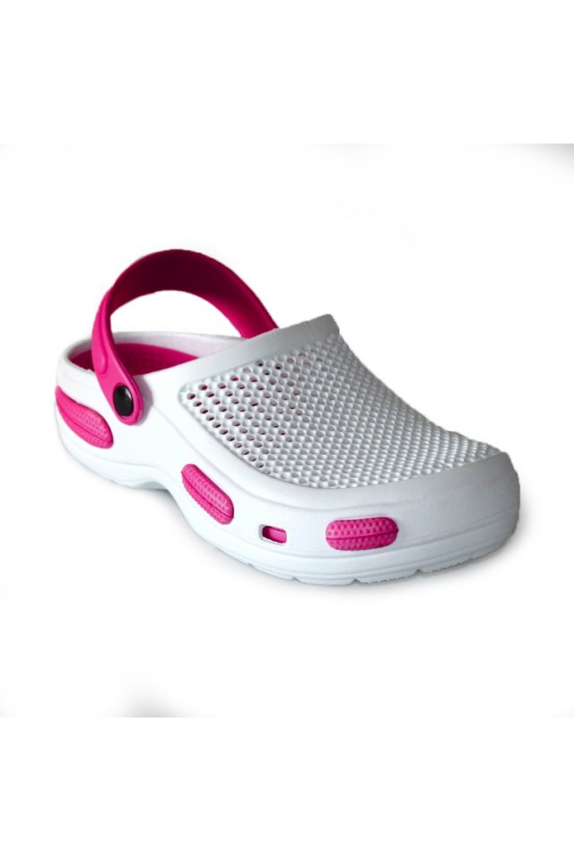 Incaltaminte de lucru alb cu ciclam pentru femei - Clogs cu detalii aplicate
