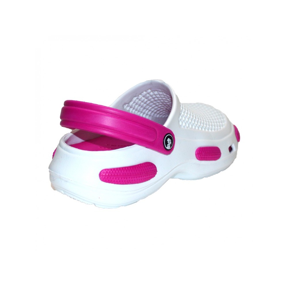 Incaltaminte de lucru alb cu ciclam pentru femei - Clogs cu detalii aplicate