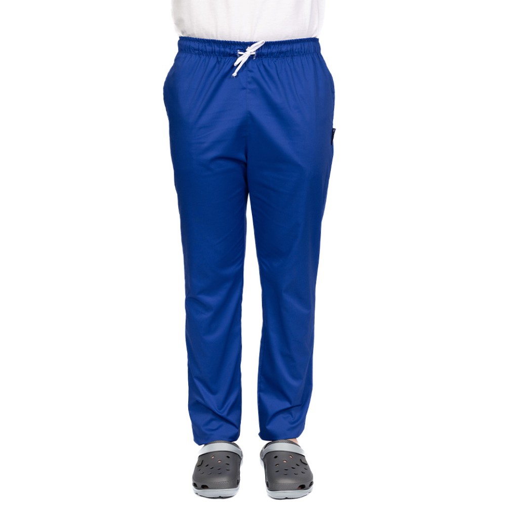 Pantaloni de lucru barbati albastru cu snur si elastic, doua buzunare laterale