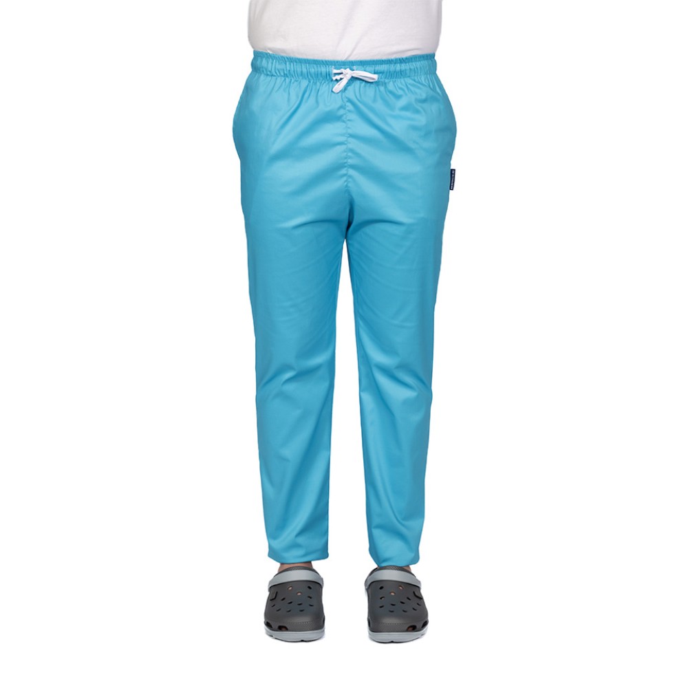 Pantaloni de lucru barbati turqoaz cu snur si elastic, doua buzunare laterale