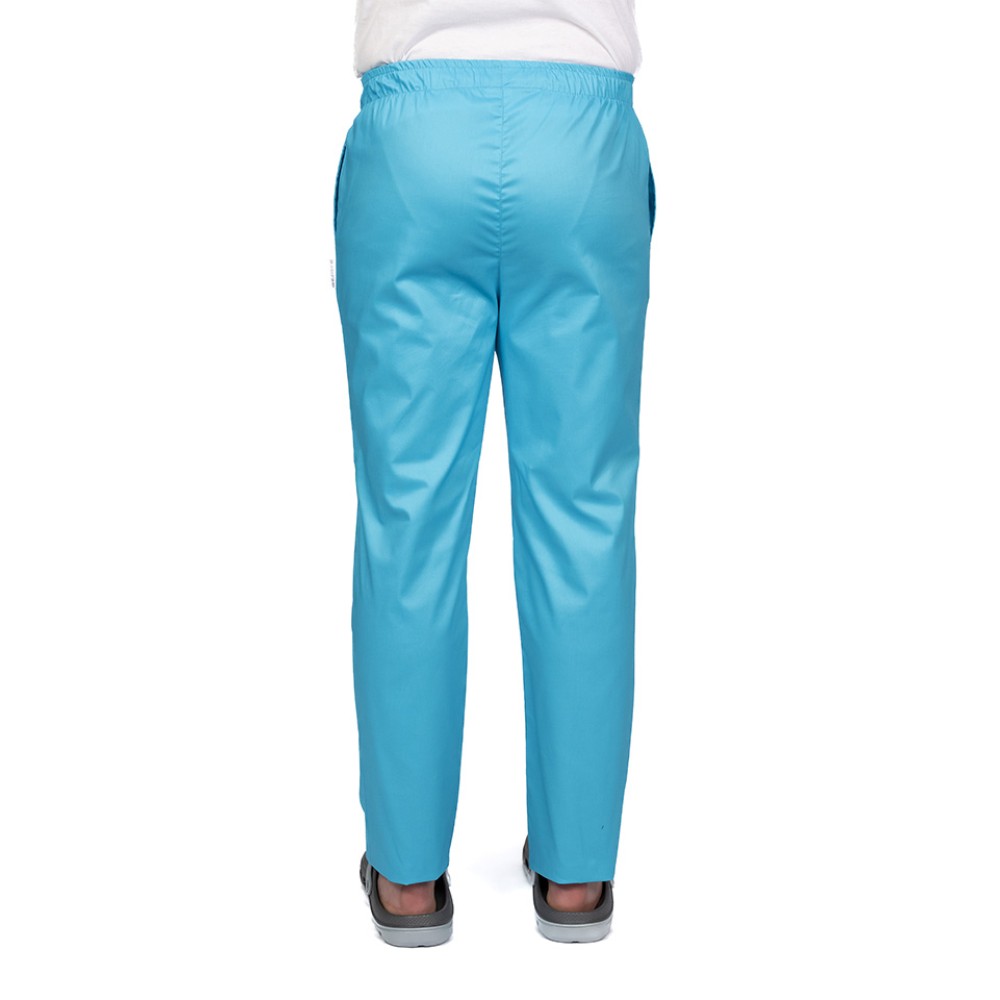 Pantaloni de lucru barbati turqoaz cu snur si elastic, doua buzunare laterale
