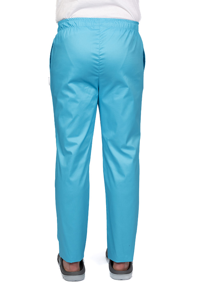 Pantaloni de lucru barbati turqoaz cu snur si elastic, doua buzunare laterale