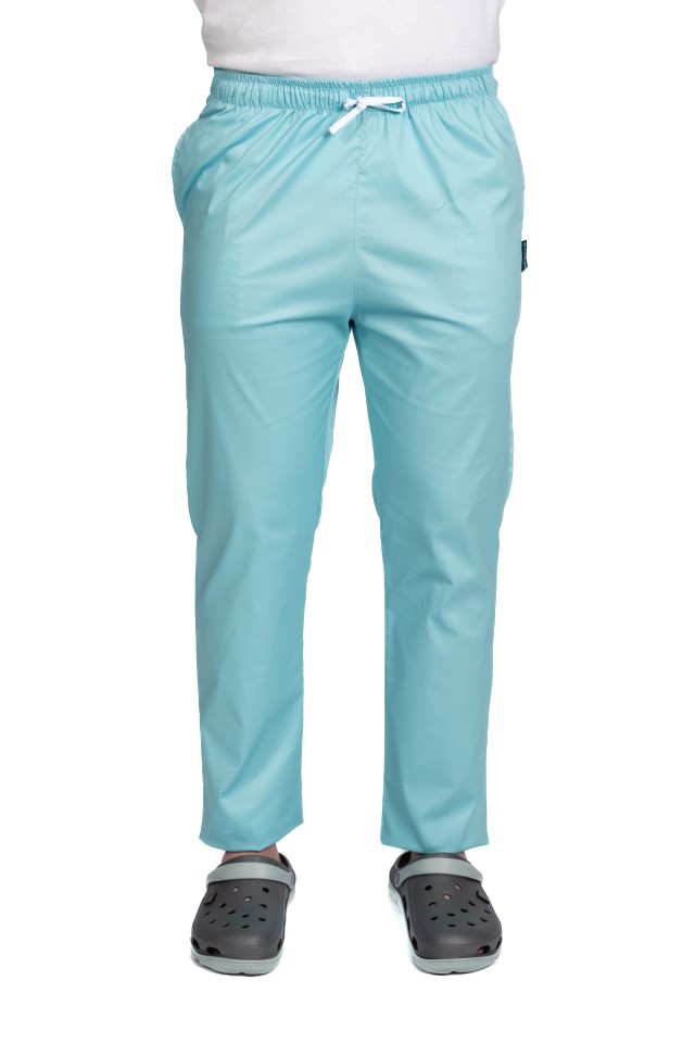 Pantaloni de lucru barbati menta cu snur si elastic, doua buzunare laterale