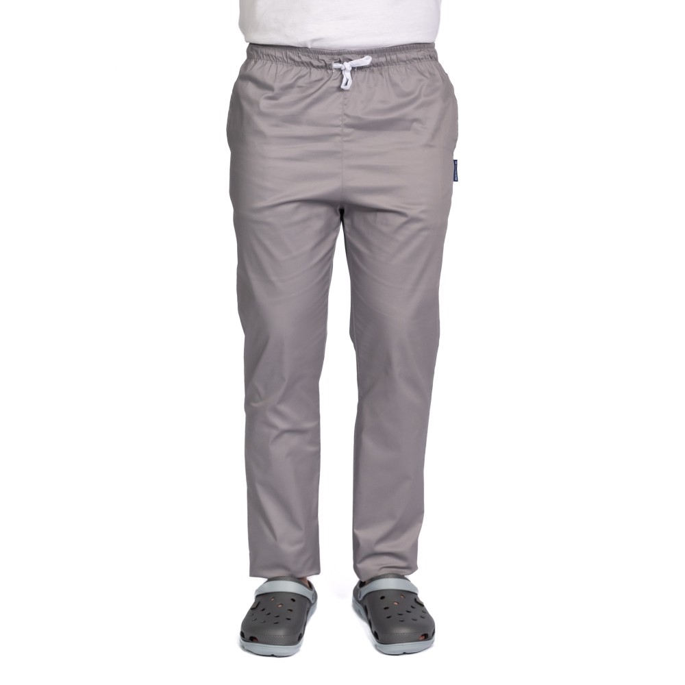 Pantaloni de lucru barbati gri cu snur si elastic, doua buzunare laterale