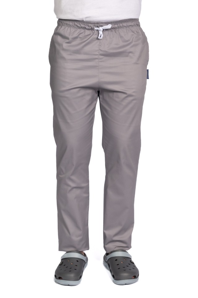 Pantaloni de lucru barbati gri cu snur si elastic, doua buzunare laterale