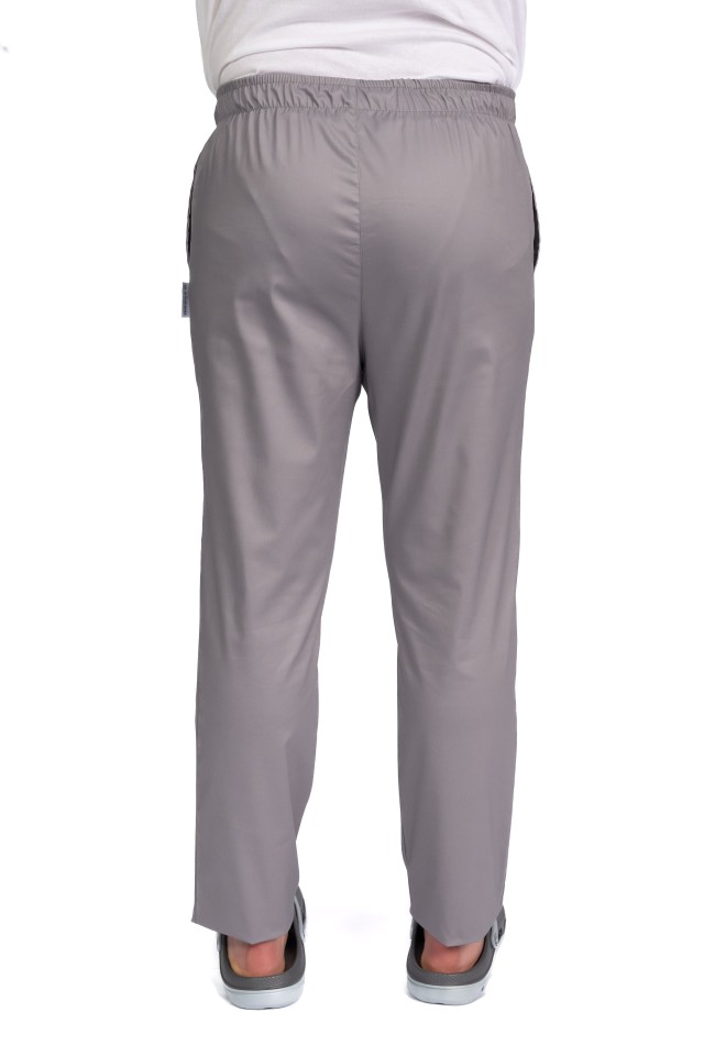 Pantaloni de lucru barbati gri cu snur si elastic, doua buzunare laterale