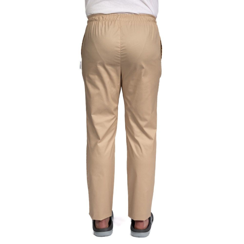 Pantaloni de lucru barbati crem cu snur si elastic, doua buzunare laterale
