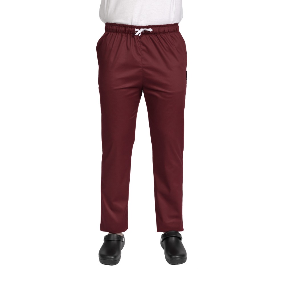 Pantaloni de lucru barbati grena cu snur si elastic, doua buzunare laterale