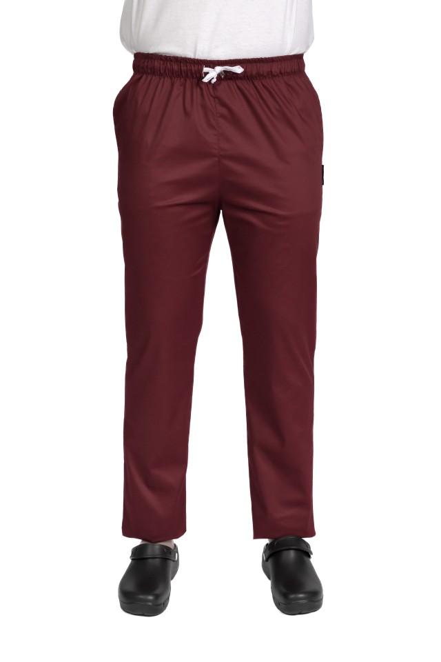 Pantaloni de lucru barbati grena cu snur si elastic, doua buzunare laterale