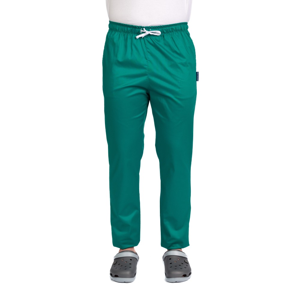 Pantaloni de lucru barbati verde cu snur si elastic, doua buzunare laterale