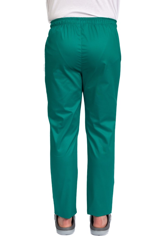 Pantaloni de lucru barbati verde cu snur si elastic, doua buzunare laterale