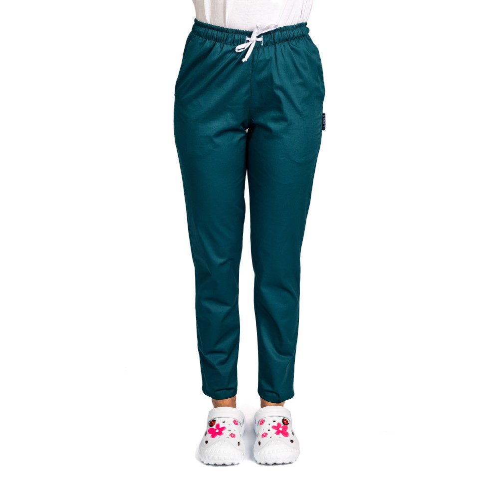 Pantaloni de lucru cu elastan dama tuborg cu snur si elastic, doua buzunare laterale