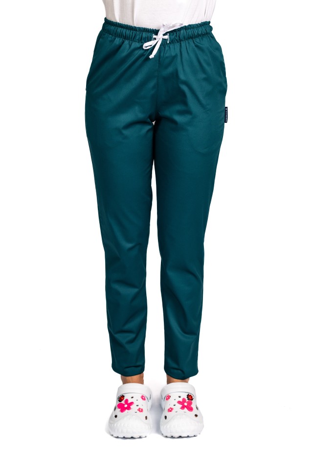 Pantaloni de lucru cu elastan dama tuborg cu snur si elastic, doua buzunare laterale