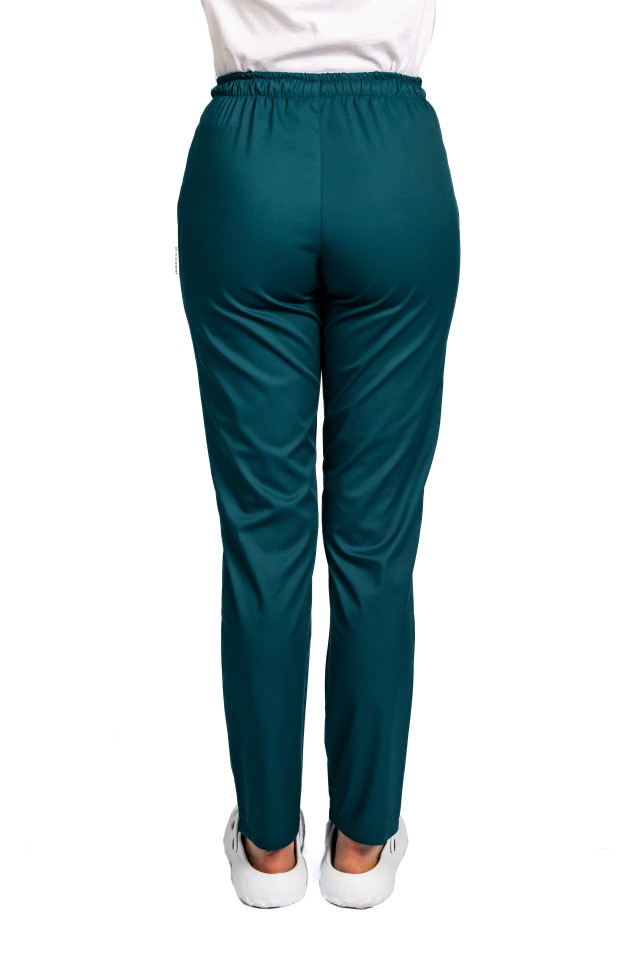 Pantaloni de lucru cu elastan dama tuborg cu snur si elastic, doua buzunare laterale