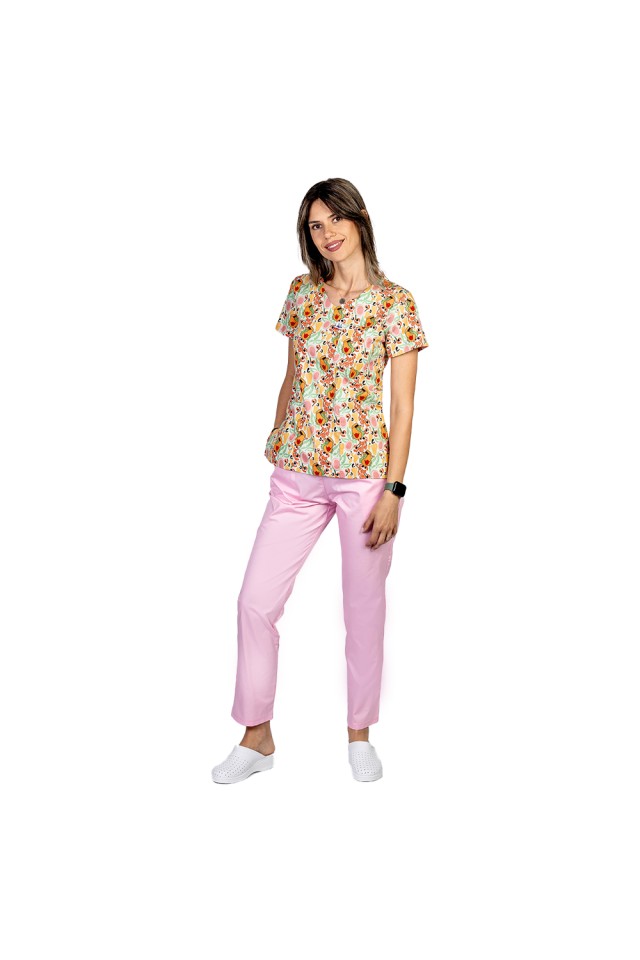 Halat de lucru pentru gradinite imprimat Yago cu trei buzunare aplicate