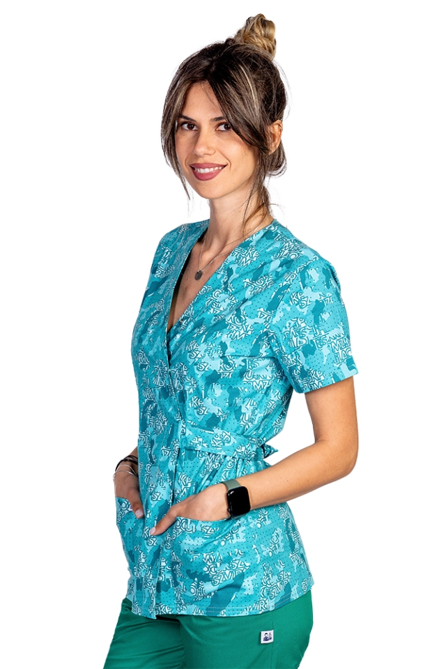 Halat de lucru pentru gradinite kimono Green Army, cu doua buzunare aplicate