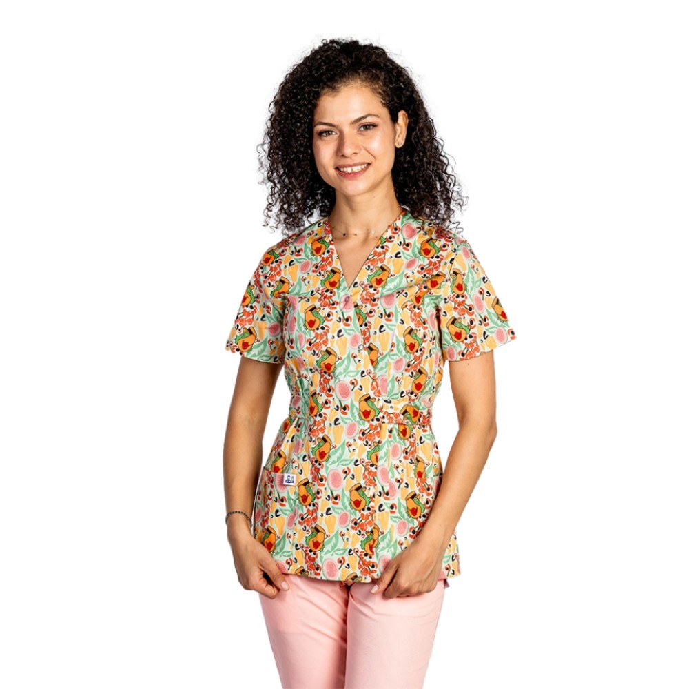 Halat de lucru pentru gradinite kimono Yago cu doua buzunare aplicate