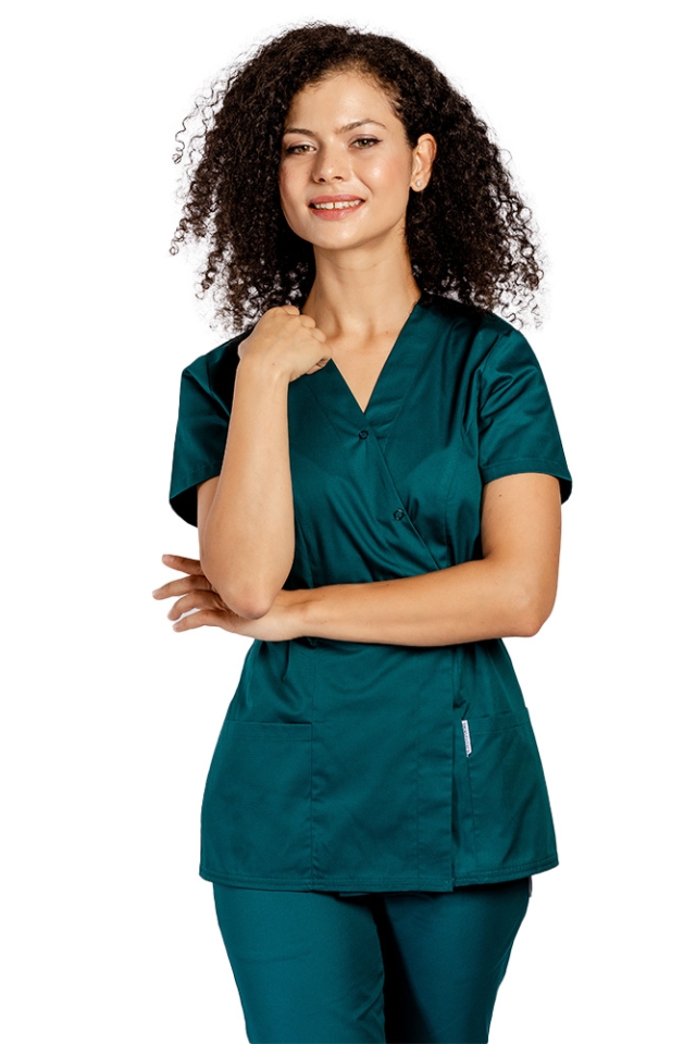 Halat pentru domeniul alimentar kimono verde tuborg cu doua buzunare aplicate..