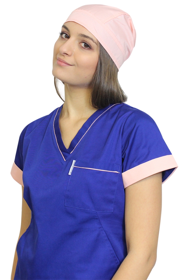 Boneta piersica, unisex, marime universala, cu prindere tip snur la spate