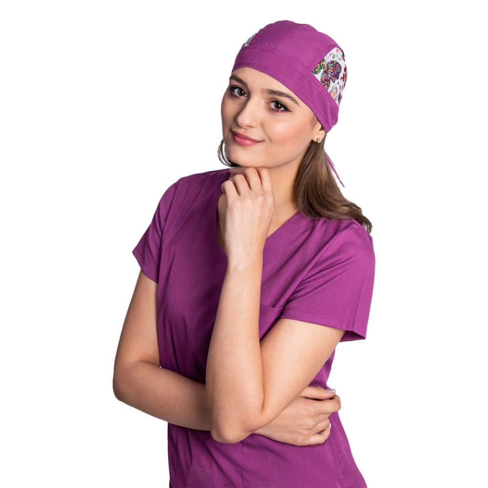 Boneta DUO Fantasy magenta, marime universala, cu prindere tip snur la spate