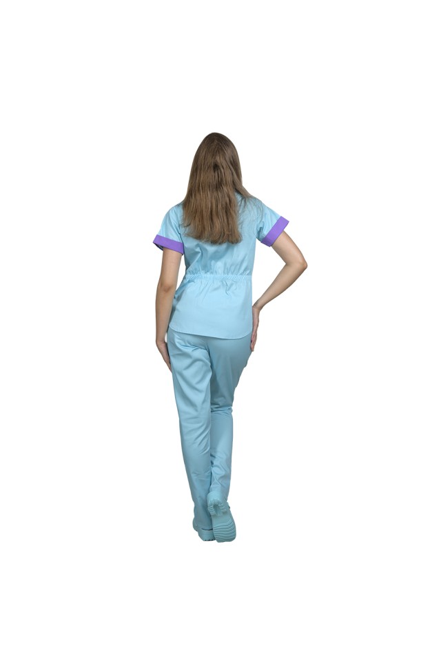 Uniforma de lucru menta cu mov, model Amani