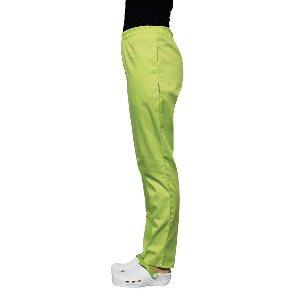 Pantaloni unisex lime cu elastic si doua buzunare laterale