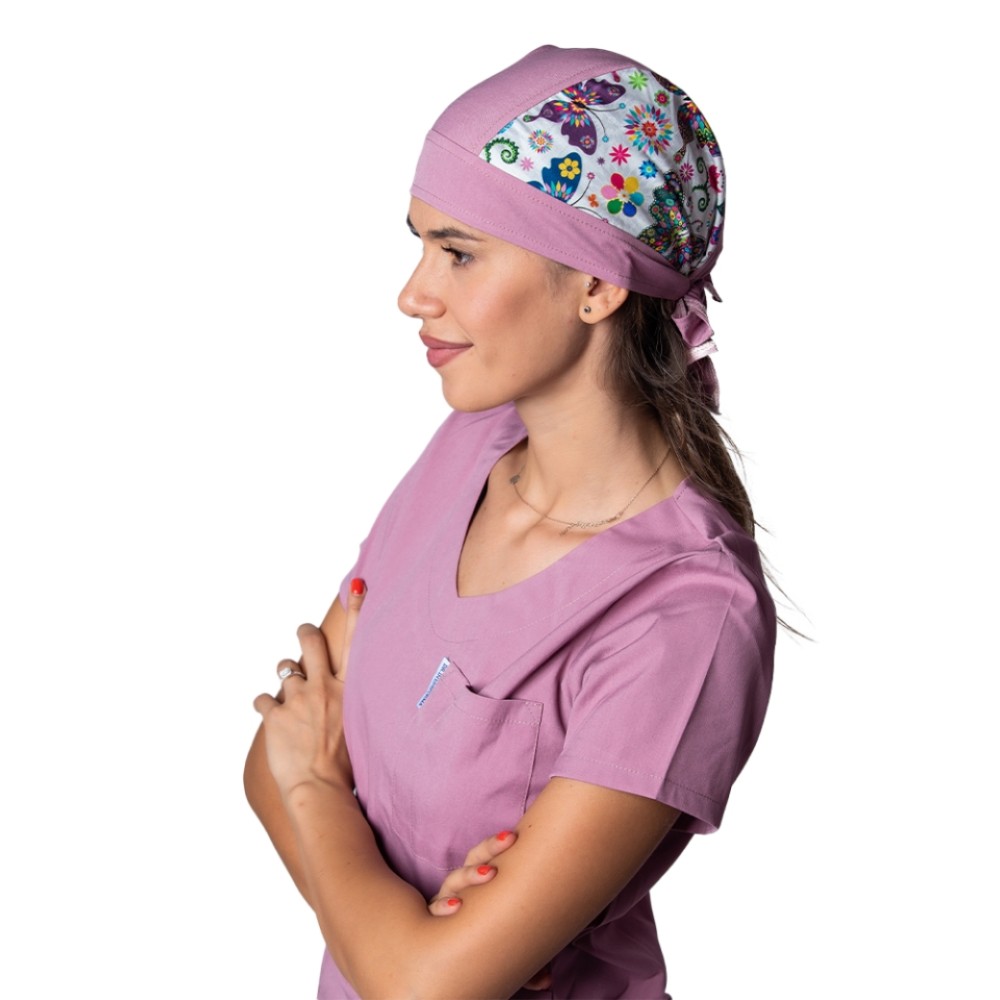 Boneta DUO Fantasy roz, marime universala, cu prindere tip snur la spate