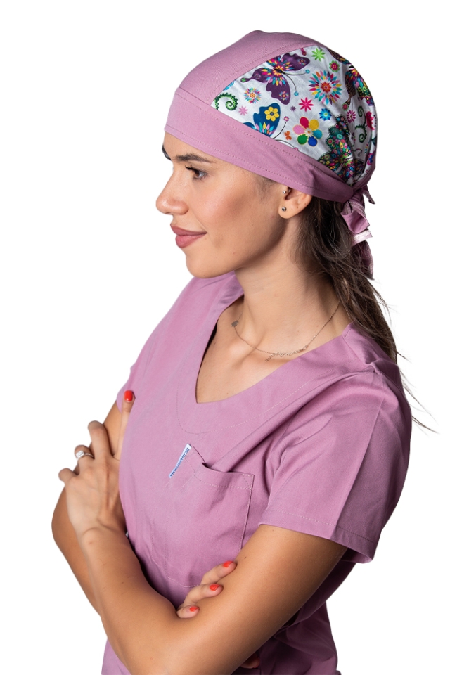 Boneta DUO Fantasy roz, marime universala, cu prindere tip snur la spate