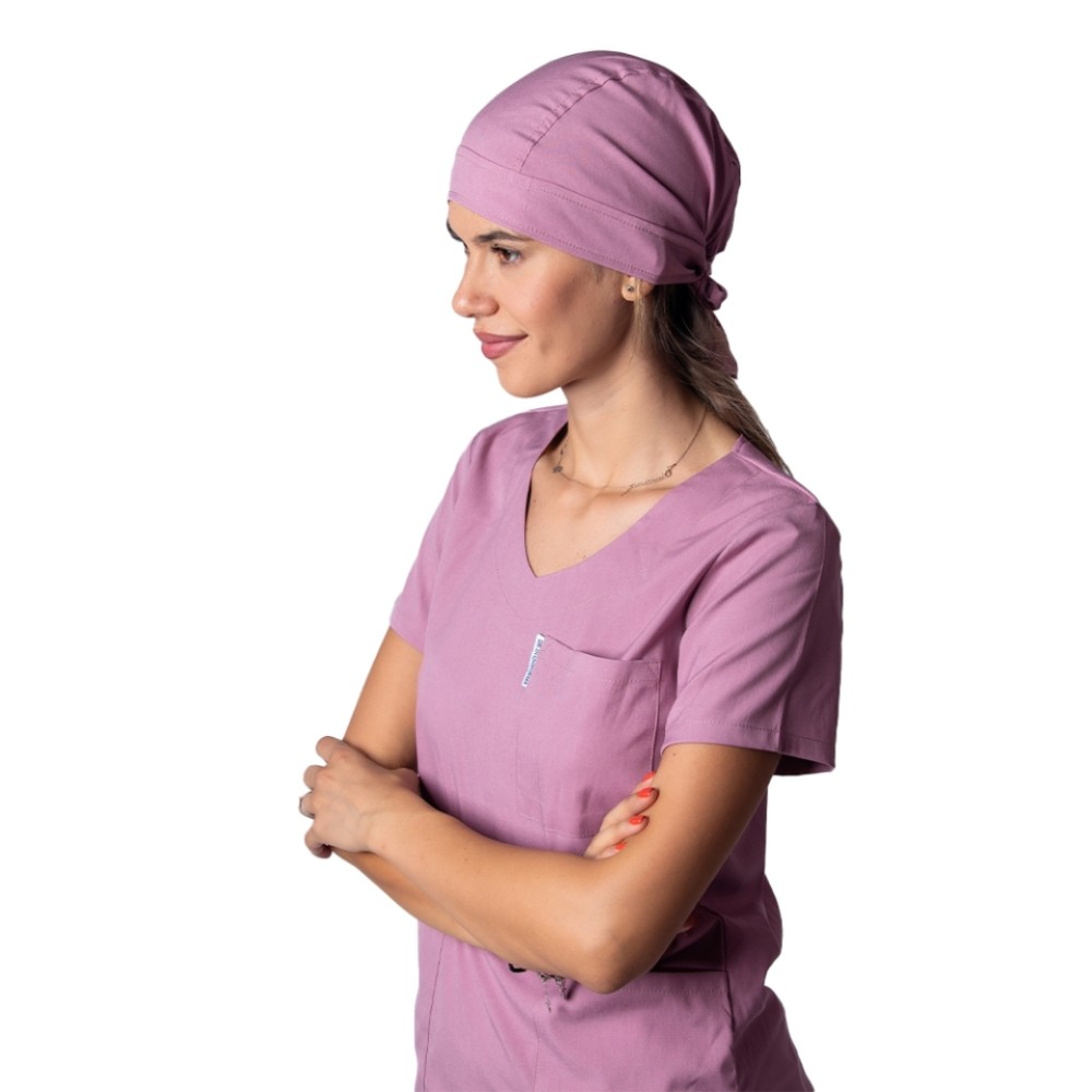 Boneta stretch roz, marime universala, cu prindere tip snur la spate