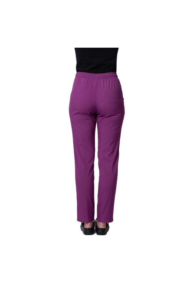 Pantaloni de lucru cu elastan magenta cu snur si elastic