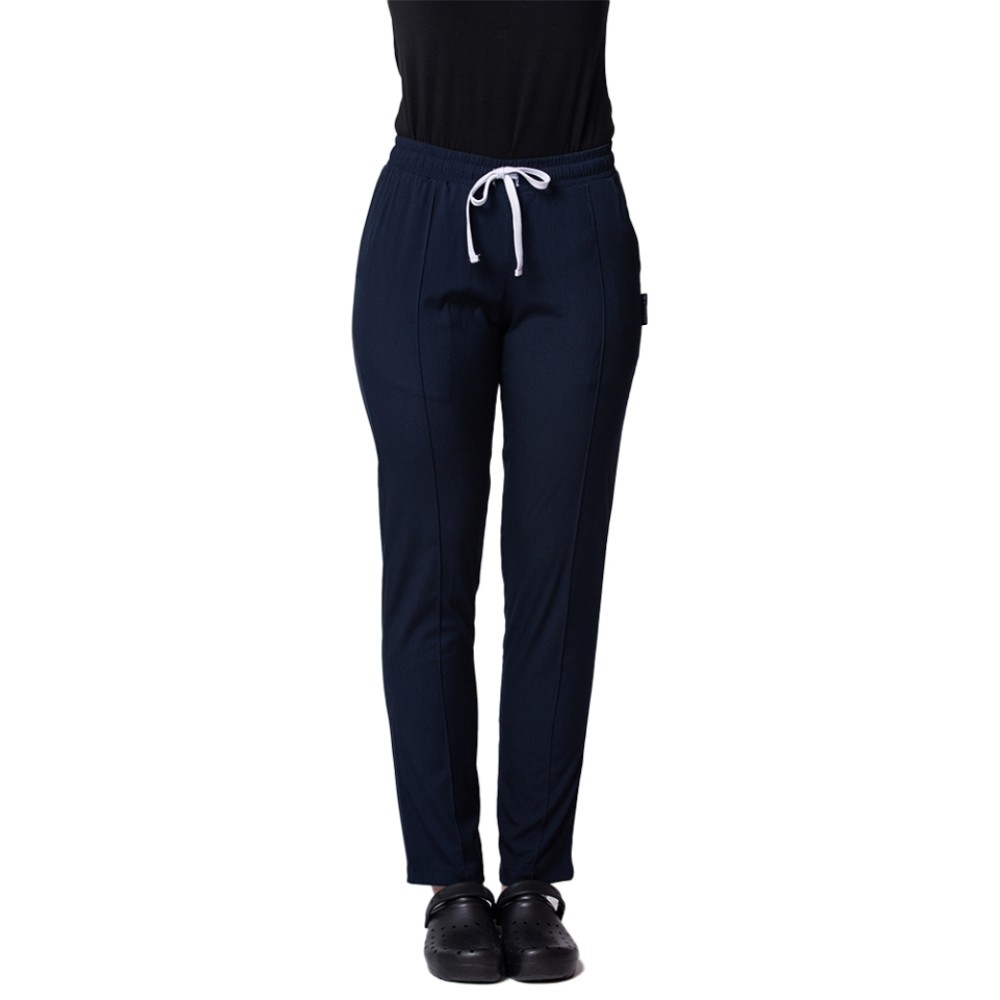 Pantaloni de lucru cu elastan bleumarin cu snur si elastic