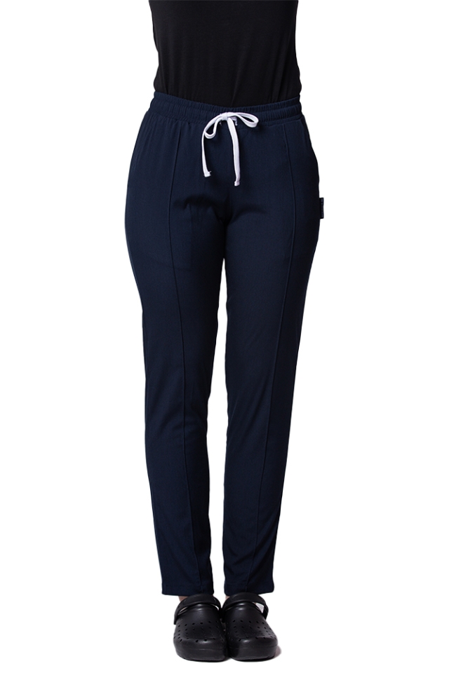 Pantaloni de lucru cu elastan bleumarin cu snur si elastic