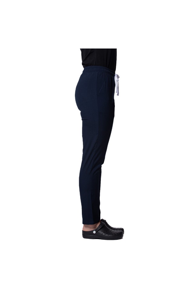 Pantaloni de lucru cu elastan bleumarin cu snur si elastic