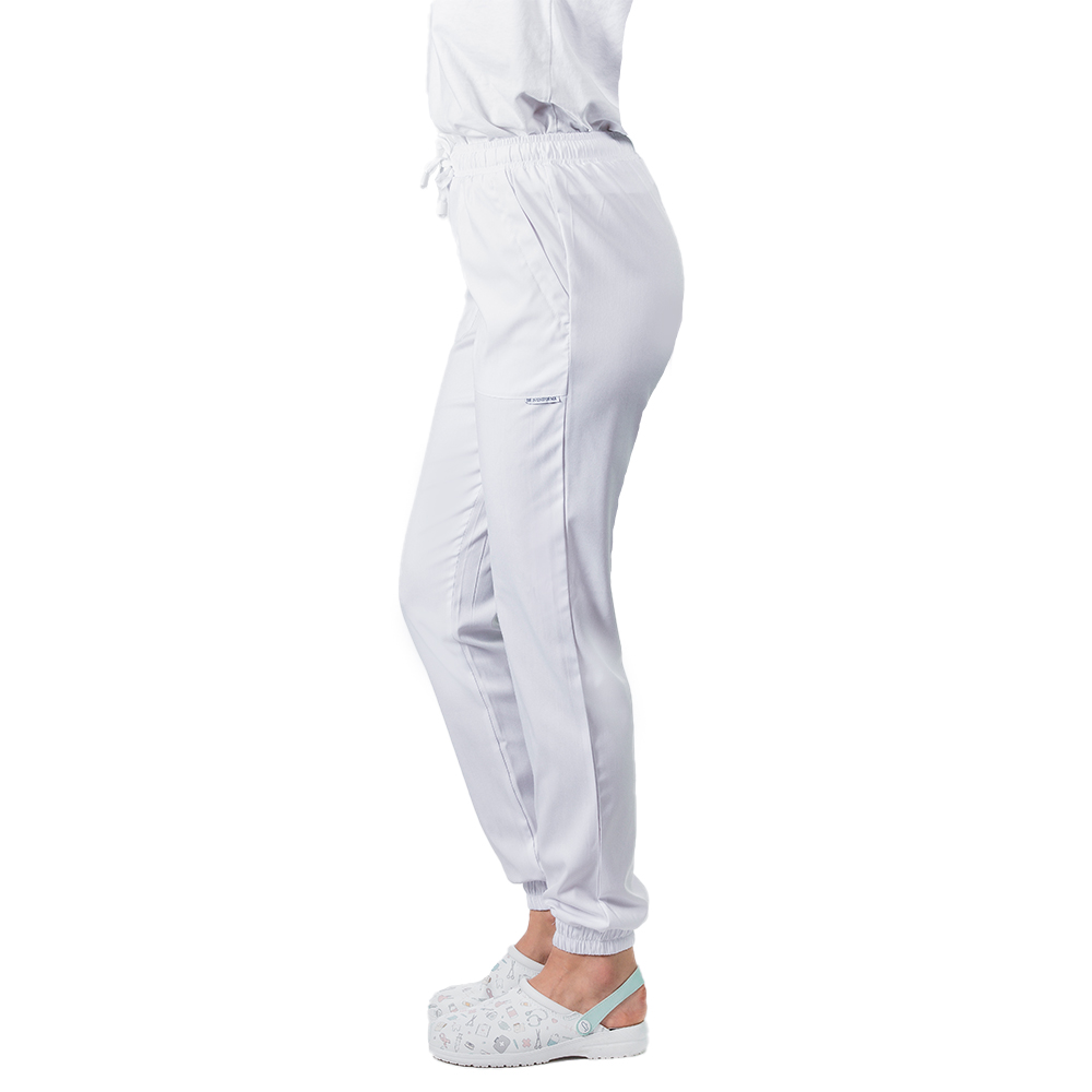 Costum estetica dama elastic alb, cu bluza kimono si pantaloni tip jogger