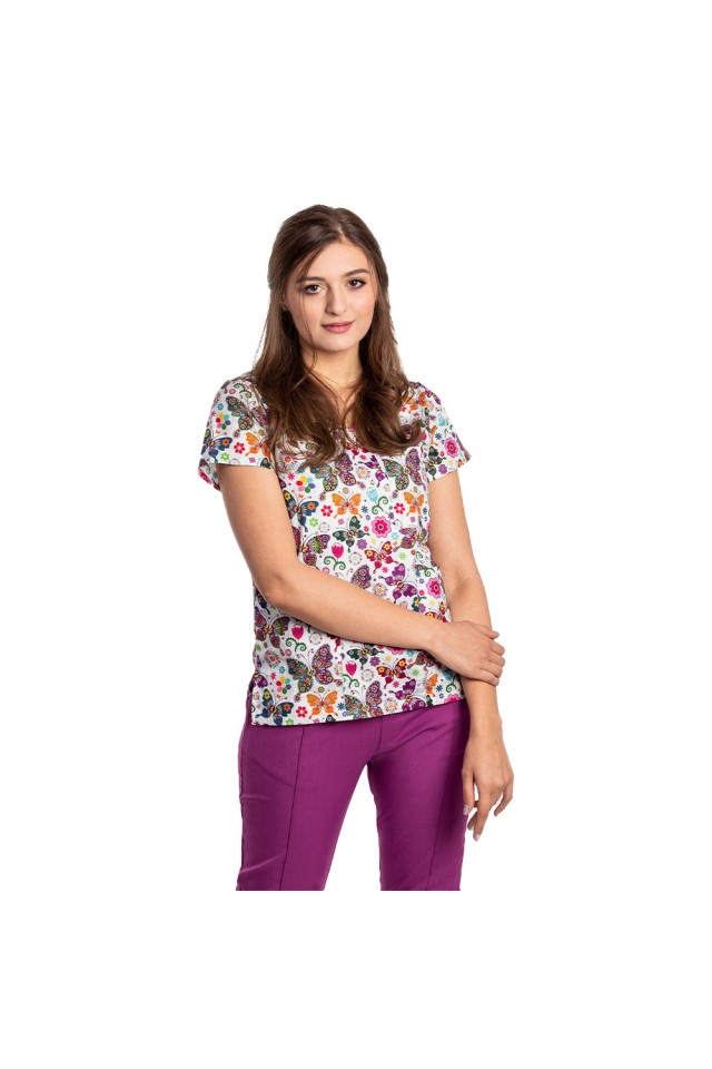 Halat de lucru pentru gradinite imprimat Fantasy cu trei buzunare aplicate