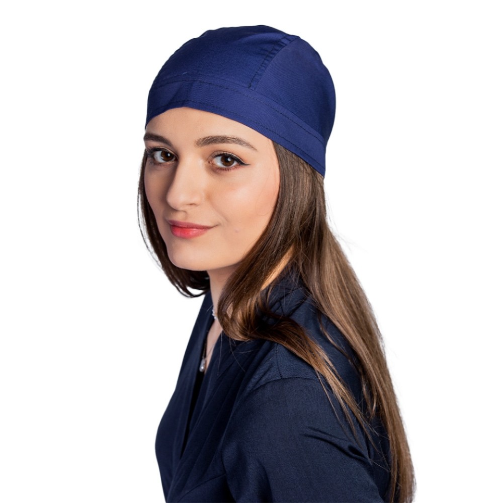 Boneta bleumarin , unisex, marime universala, cu prindere tip snur la spate