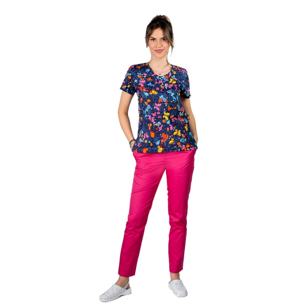 Costume de lucru pentru gradinite butterfly, cu bluza cu imprimeu  si pantaloni cu elastic