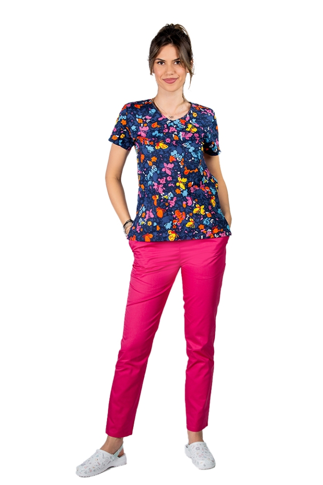 Costume de lucru pentru gradinite butterfly, cu bluza cu imprimeu  si pantaloni cu elastic