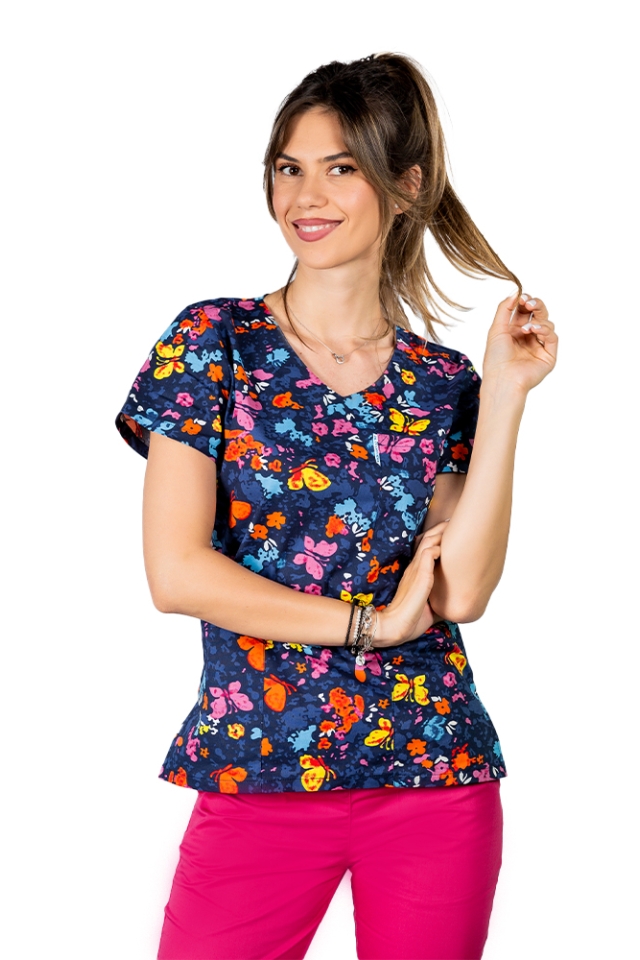 Costume de lucru pentru gradinite butterfly, cu bluza cu imprimeu  si pantaloni cu elastic